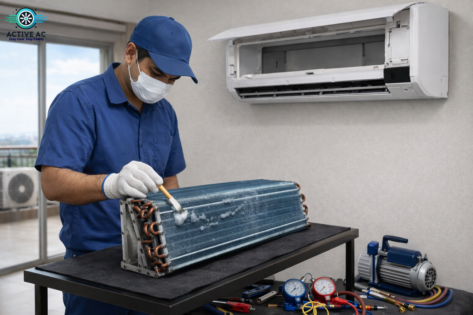 AC gas leak detection using bubble test method